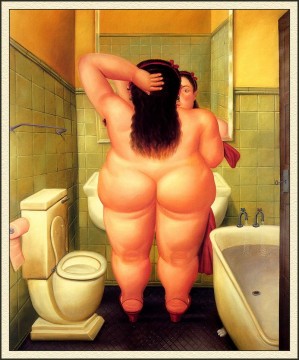 Le bain Fernando Botero Peinture à l'huile